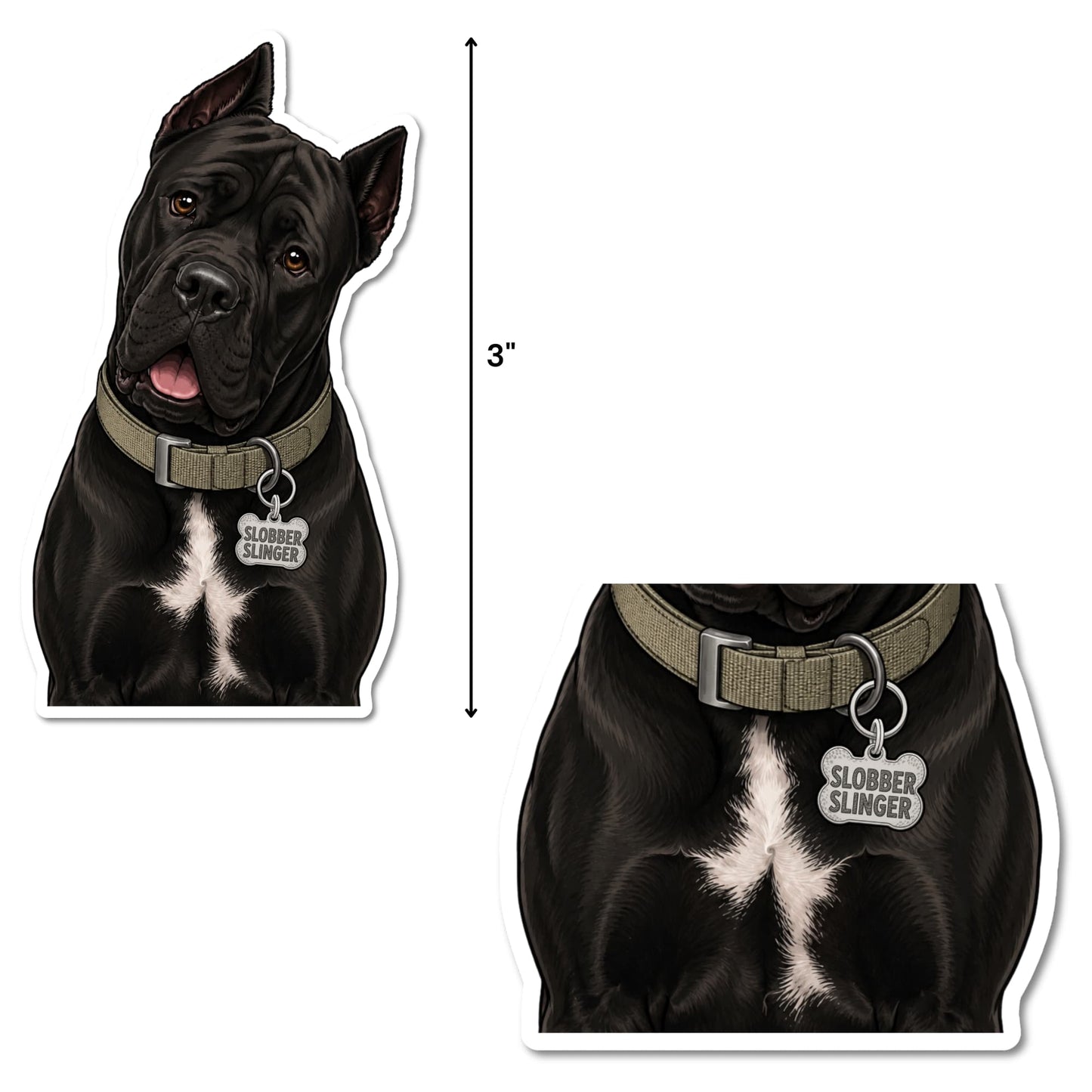 Funny Black Cane Corso Sticker for Water Bottles and Laptops