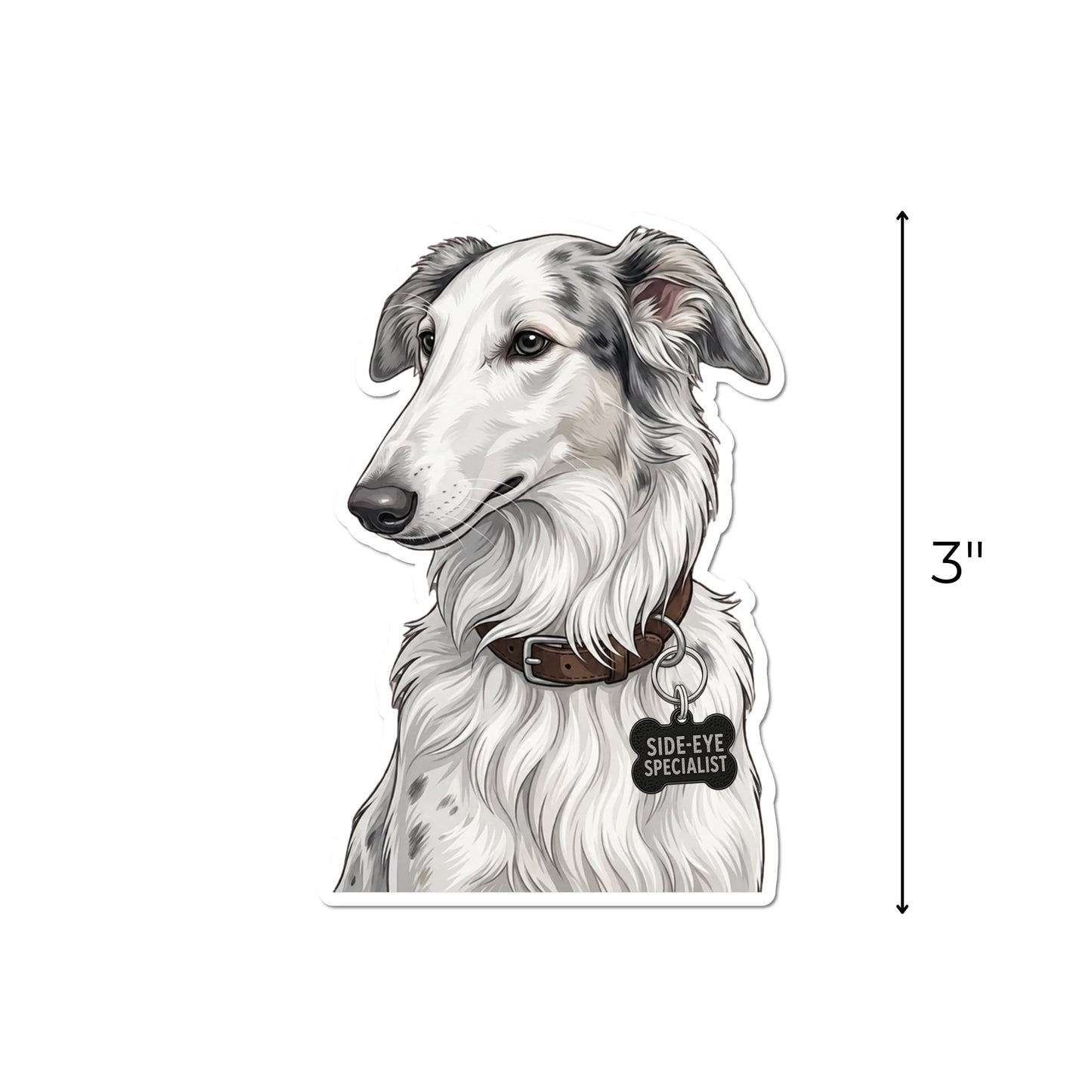 Funny Borzoi Sticker for Certified Side-Eye Specialists