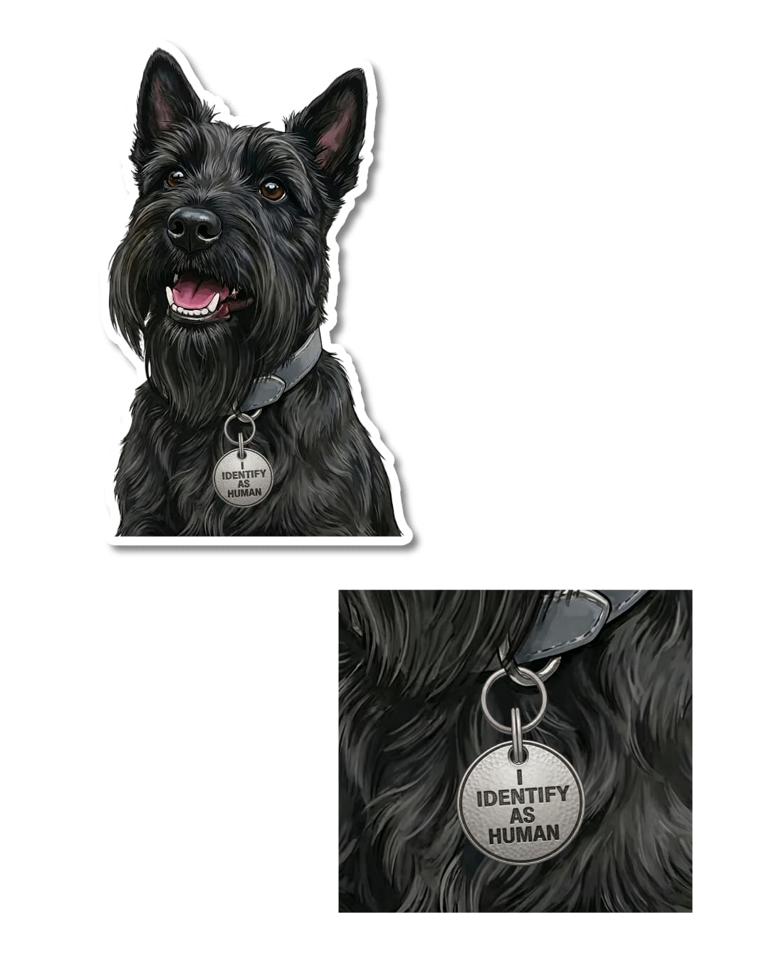 Funny Scottish Terrier Sticker I Identify As Human