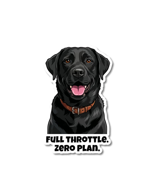 chaotic labrador dog sticker funny lab humor black lab illustration with bold text