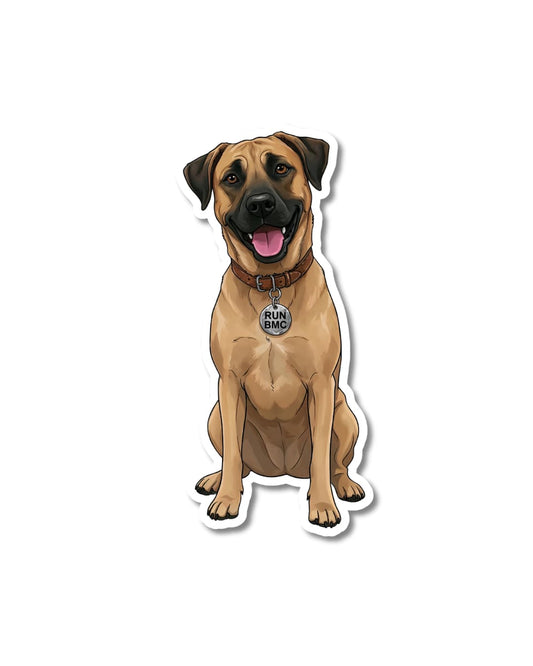 black mouth cur funny dog sticker RUN BMC collar tag dog illustration
