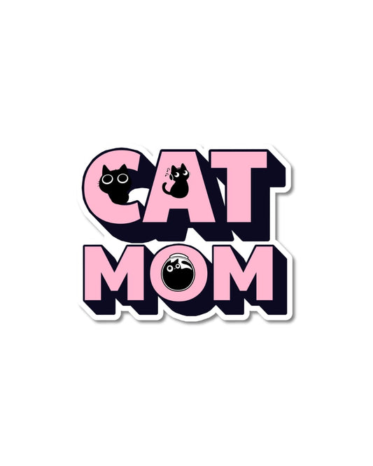 cat mom sticker pink funny cat lover aesthetic bold pink text with cat graphic design