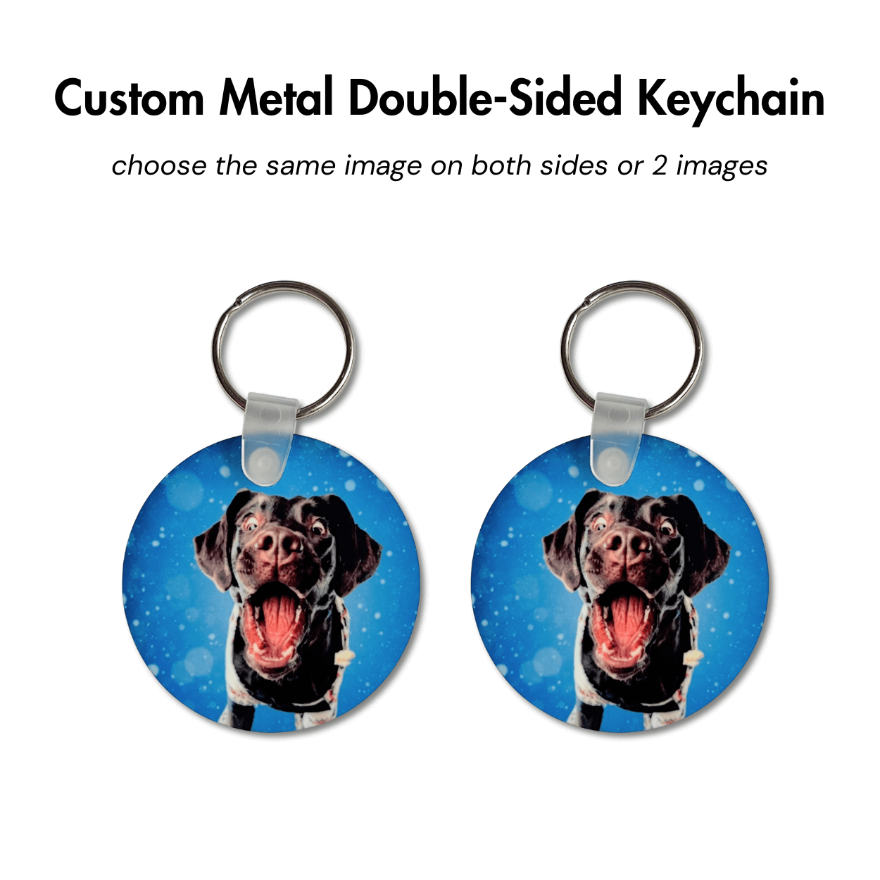 Custom Pet Keychain | 2" Round Double-Sided Metal Keyring