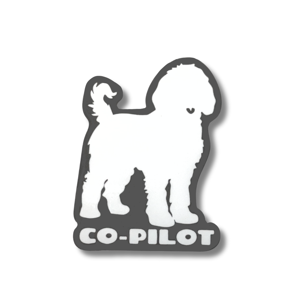 Fluffy Dog Co-Pilot Sticker | Funny Doodle Dog Car Decal – Sly Dawg Studio