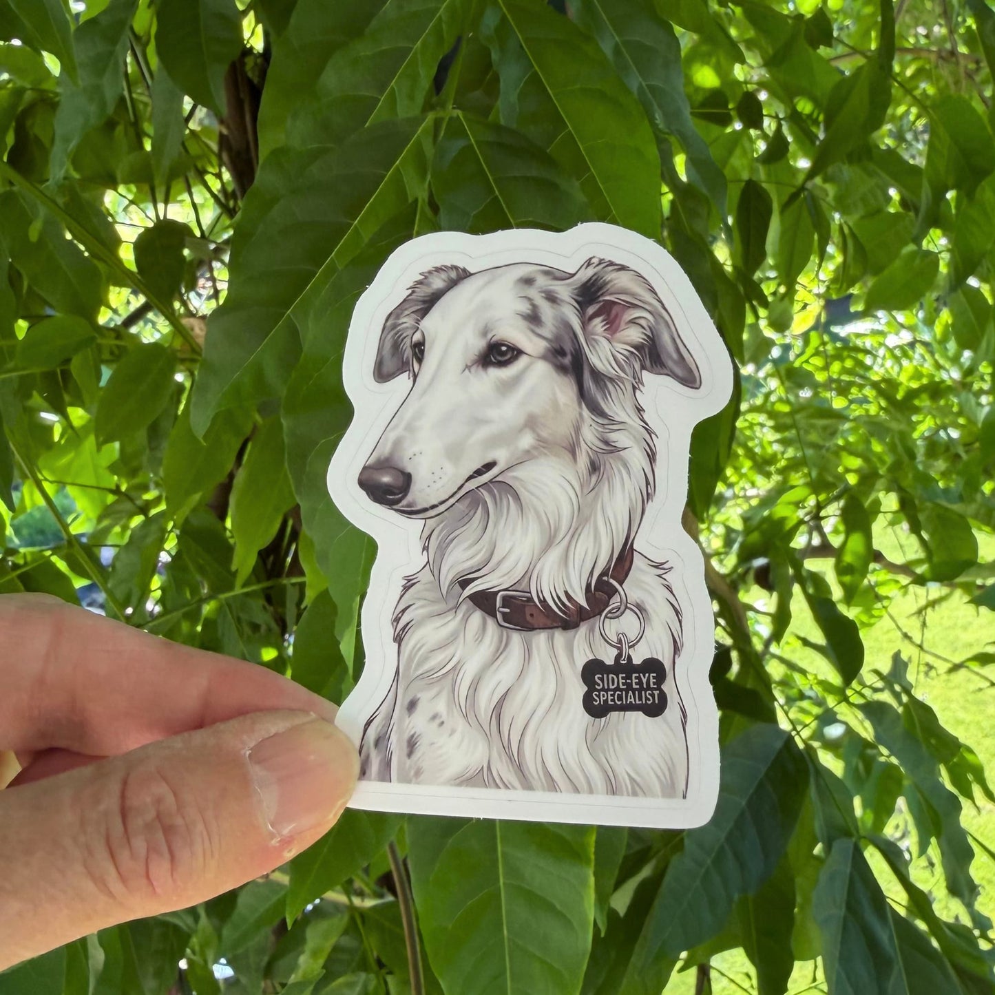 Funny Borzoi Sticker for Certified Side-Eye Specialists