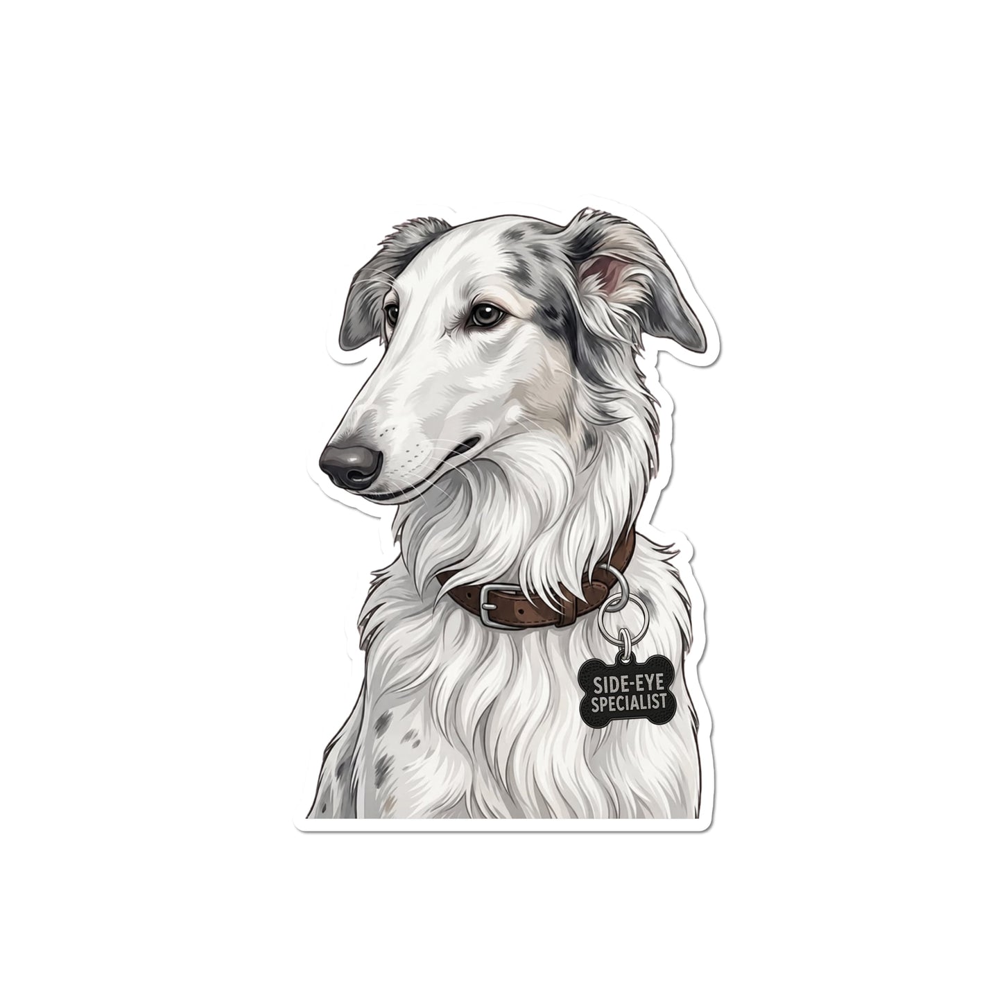 Funny Borzoi Sticker for Certified Side-Eye Specialists