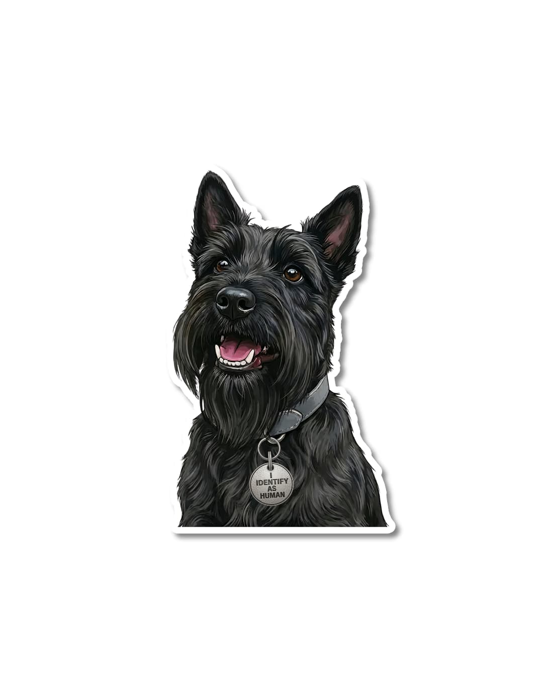 Funny Scottish Terrier Sticker I Identify As Human
