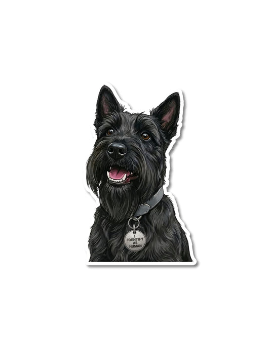 Funny Scottish Terrier Sticker I Identify As Human