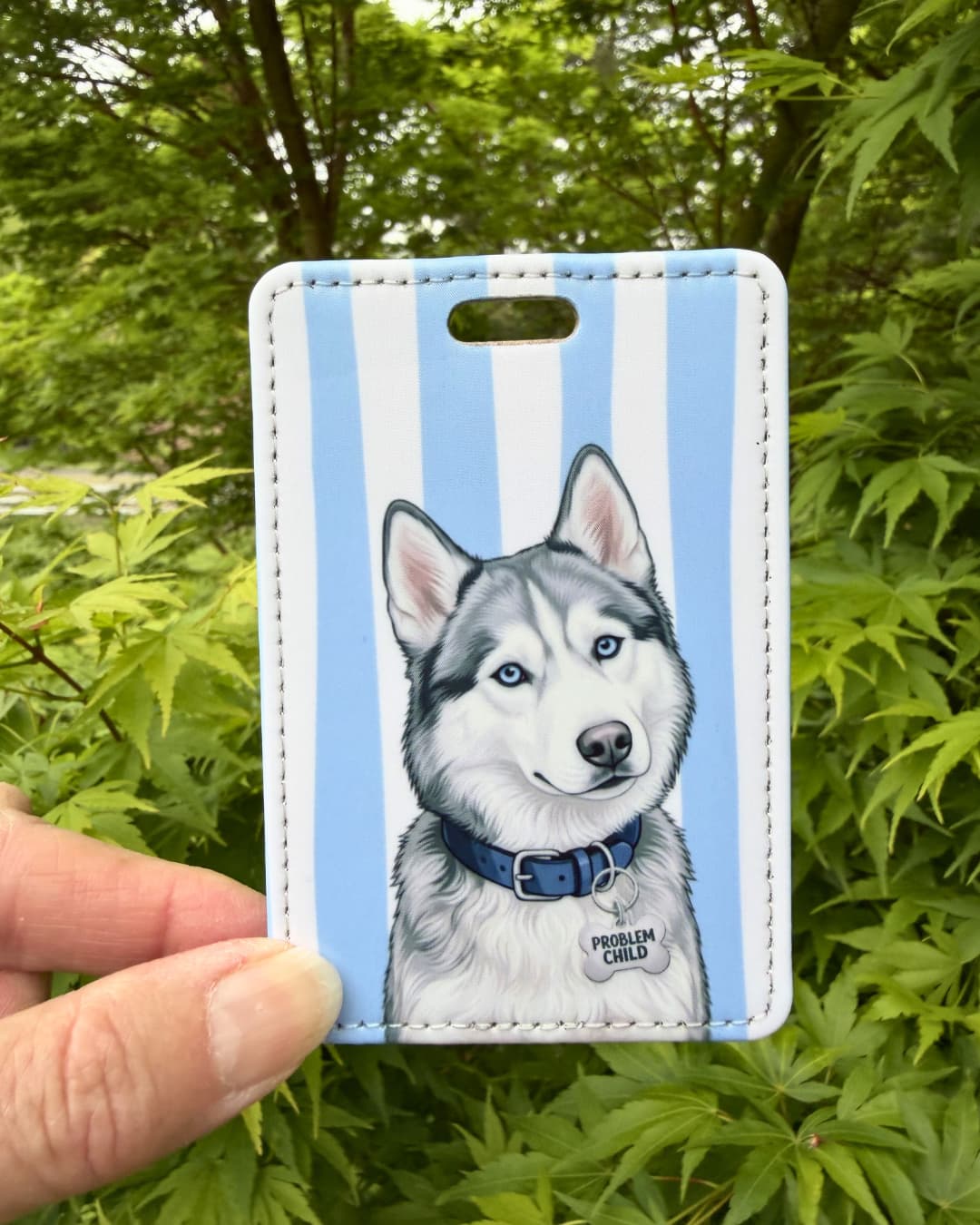 Gray and White Husky Luggage Tag | Dog Travel Tag
