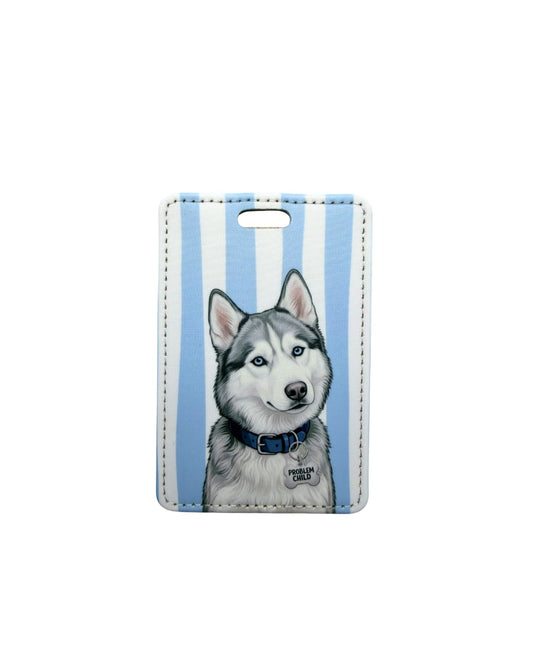Gray and White Husky Luggage Tag | Dog Travel Tag