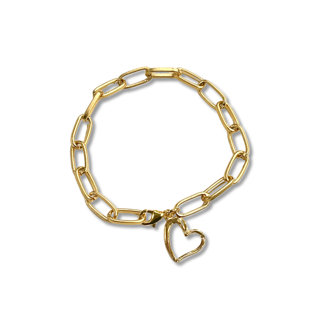 Paperclip Chain Bracelet With Charm | Gold or Silver