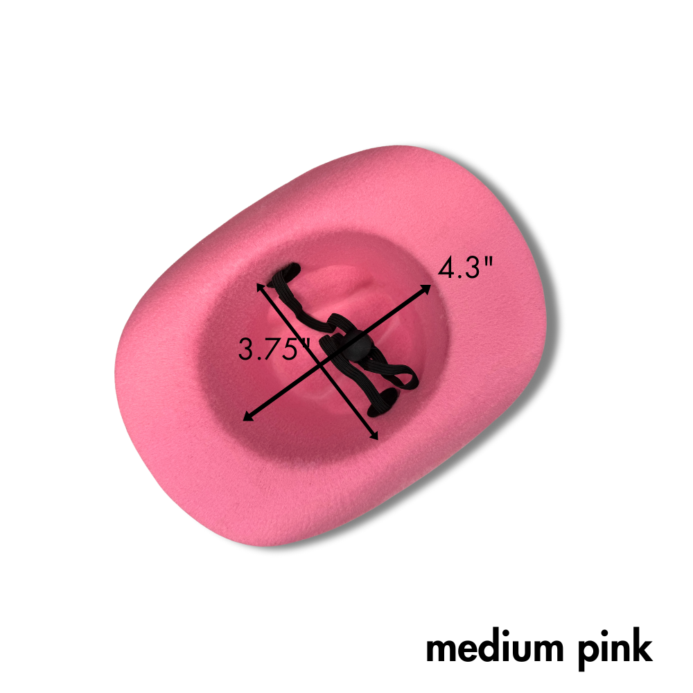 dimensions of inside of medium pink dog cowboy hat for dogs