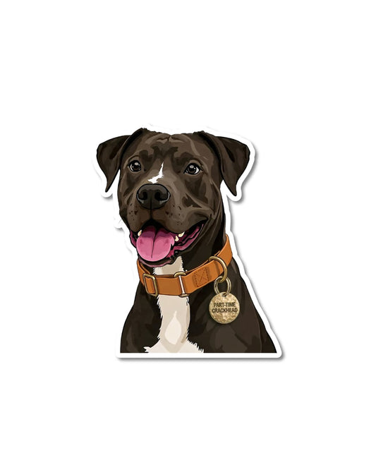 pitbull mix sticker funny pibble dog humor brown pitbull mix illustration with collar tag