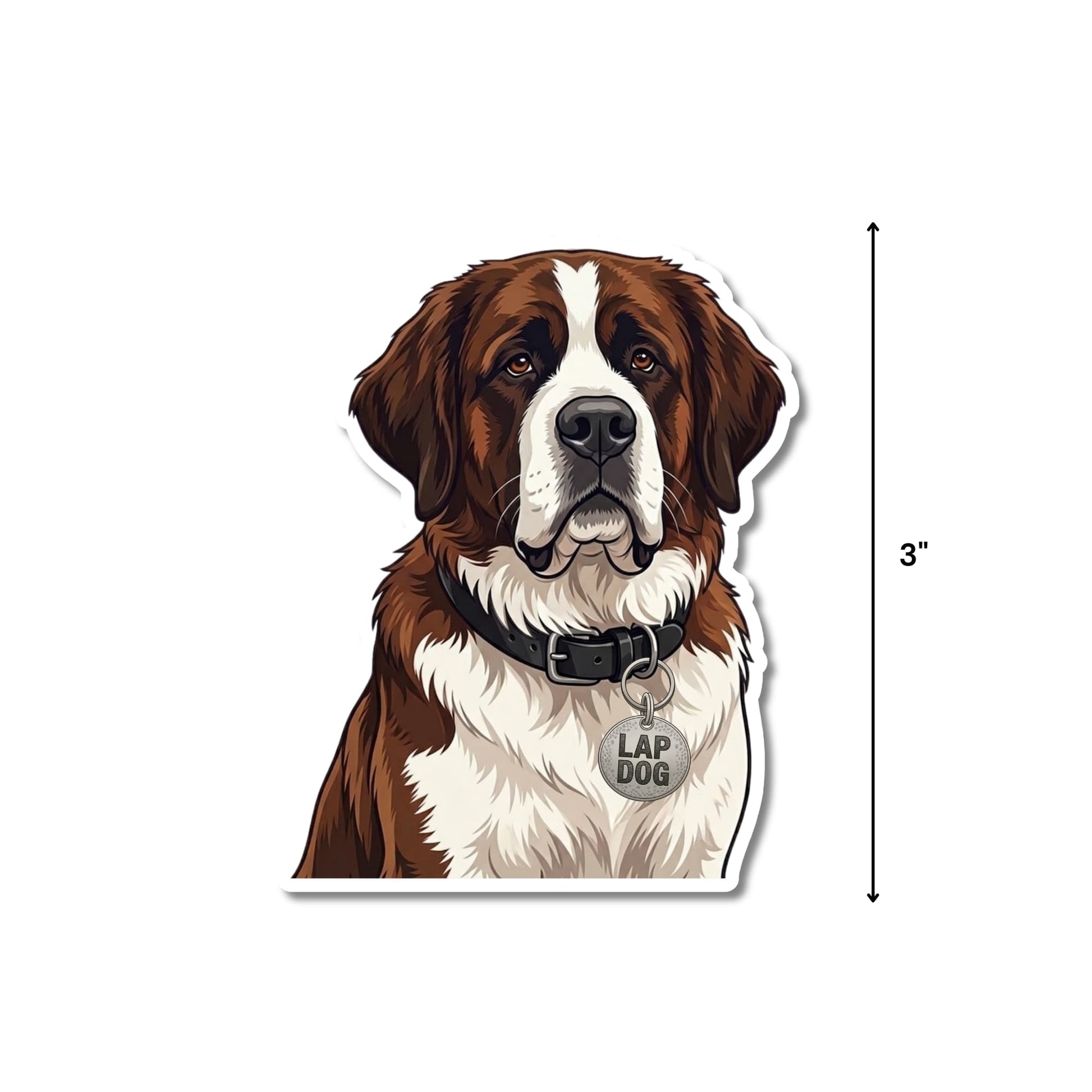 Saint Bernard vinyl sticker with 3-inch height measurement shown.