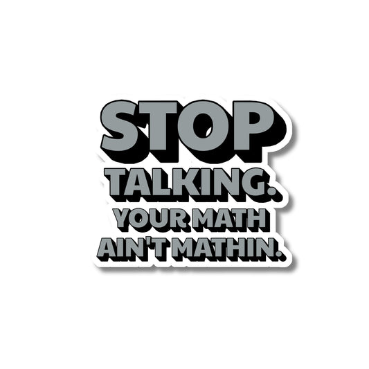 Sarcastic please stop talking water bottle sticker - minimalist text decal on white background
