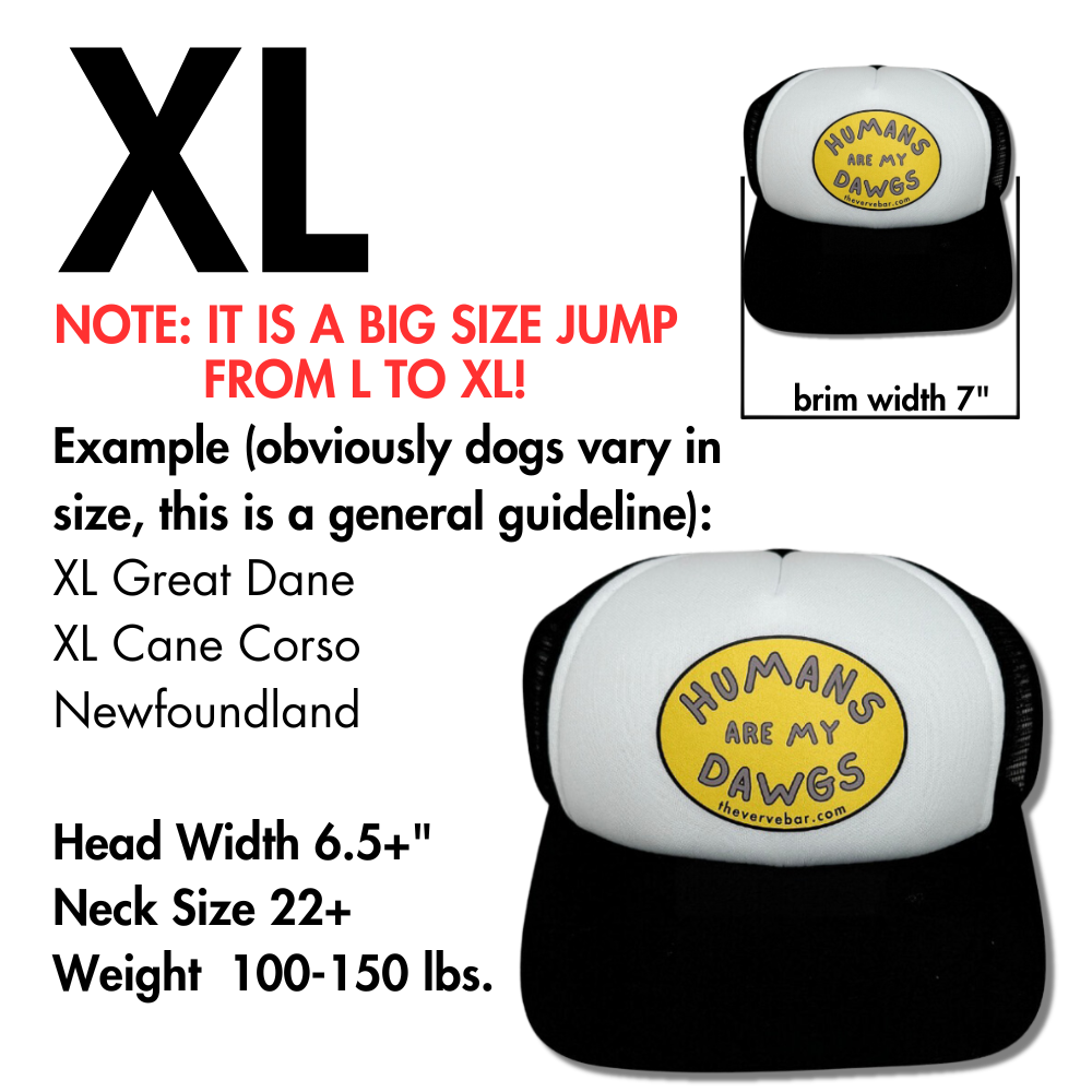 trucker hat for dog/ sizing info for size XL