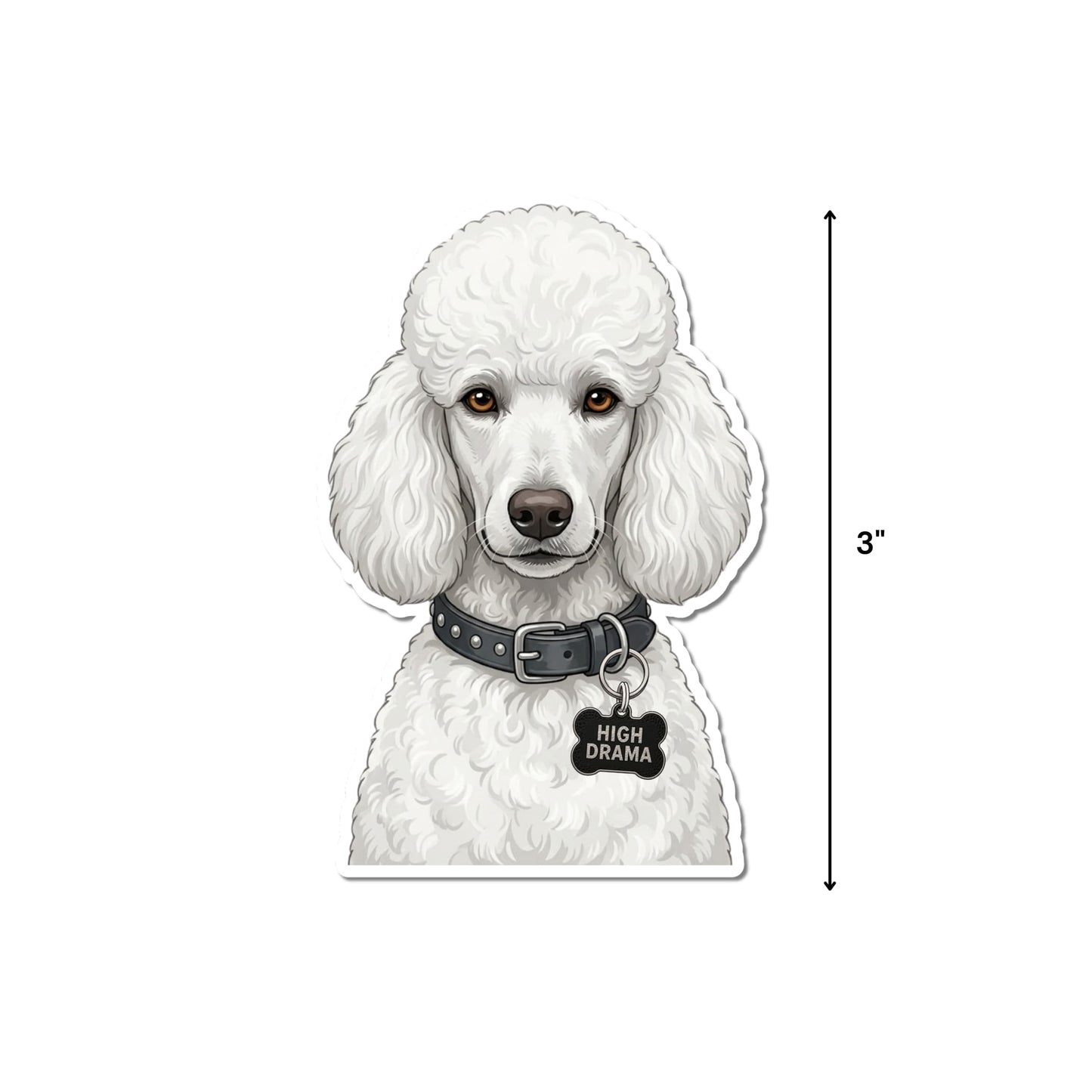 White Standard Poodle Sticker for High-Drama Households