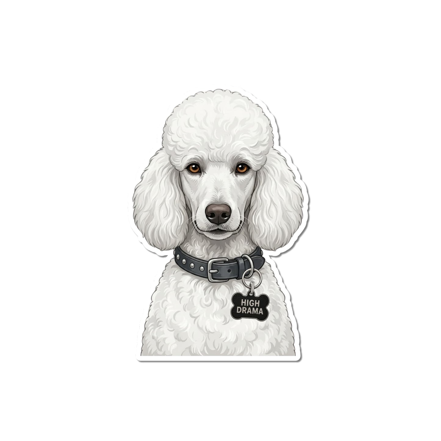 White Standard Poodle Sticker for High-Drama Households